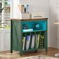 thumbnail image 3 of 30in Large Record Player Stand with Charging Station & LED, Record Storage Cabinet Holds up to 230 Albums, Mid Century Turntable Stand for Bedroom, Green, 3 of 7