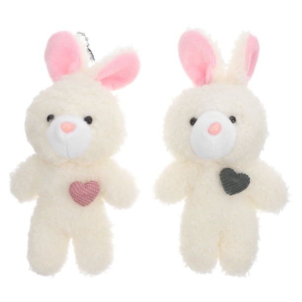 WORGEOUS 2 llaveros de muñeco de peluche con diseño de conejito rubor, animal de peluche suave para niños, bolsa colgante, mochila, decoración para el hogar, escuela, viajes y regalos de fiesta