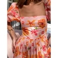 thumbnail image 5 of Women's Summer New Puff Sleeve Square Neck Printed A-line High Waist Dress, 5 of 5