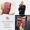 thumbnail image 4 of for iPhone X/XS Case, Wallet Case with Card Holder Kickstand Magnetic Zipper Pocket Lanyard Strap Wristlet,Leather Flip Case Wallet for iPhone X/XS, Red, 4 of 10