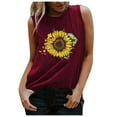 thumbnail image 1 of Pompotops Mode T-shirt Décontracté Sans Manches à Col Rond Imprimé Lettre pour Femmes Été, 1 of 4