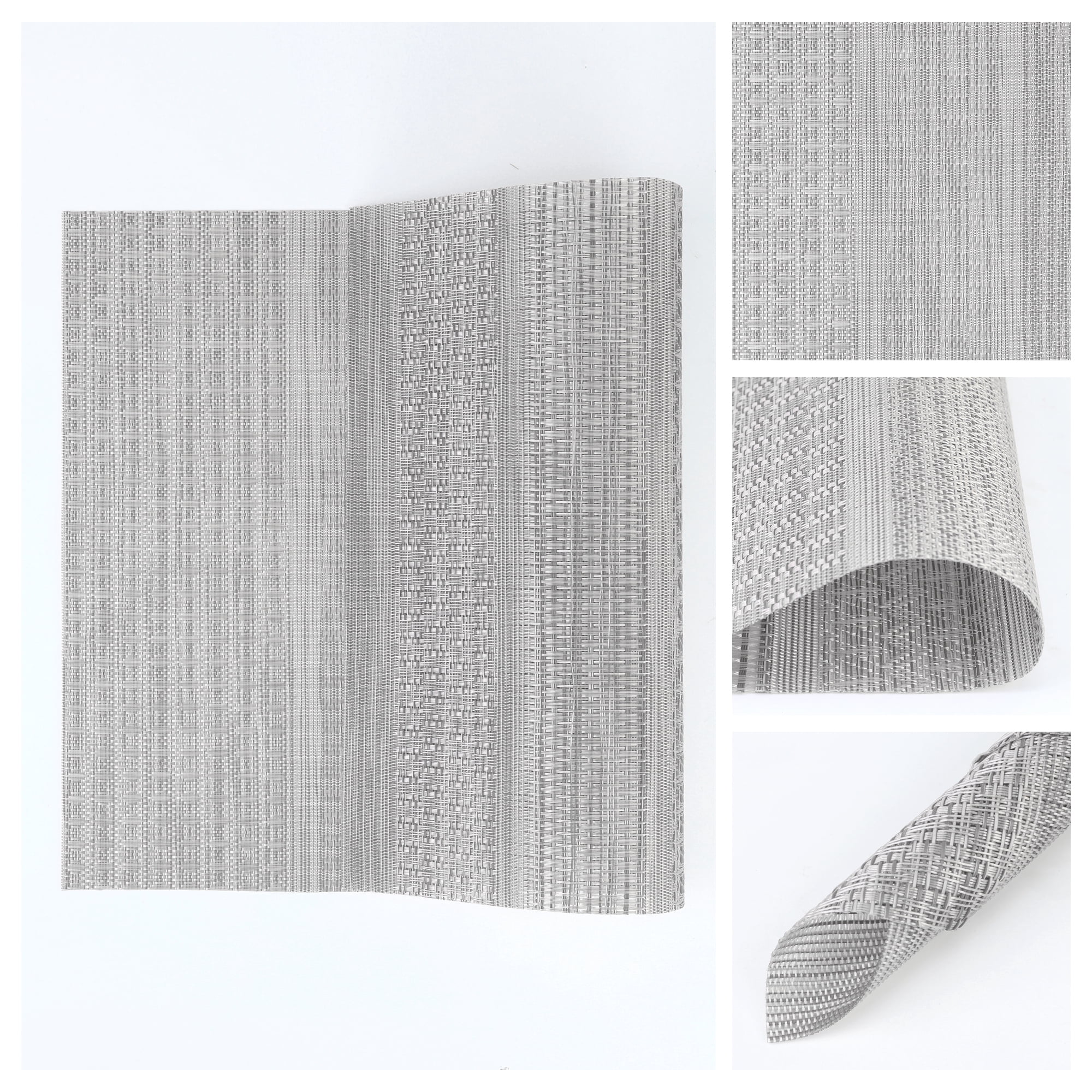 Unique Bargains Set of 8 Woven Placemats for Dining Table Decor Indoor Gray
