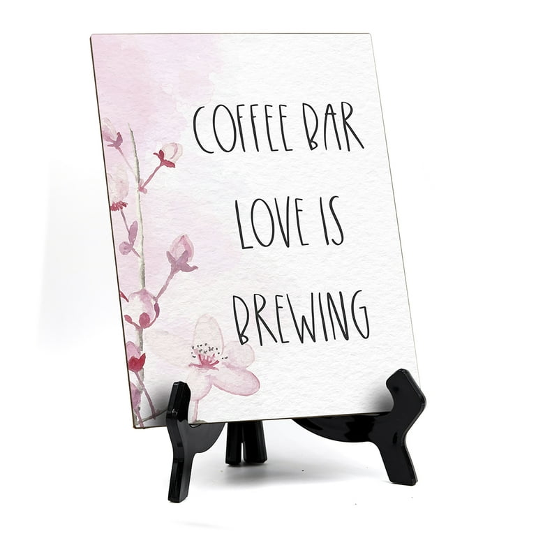 Signs ByLITA Coffee Bar, Table Sign, 6 inch x 8 inch (Pink)