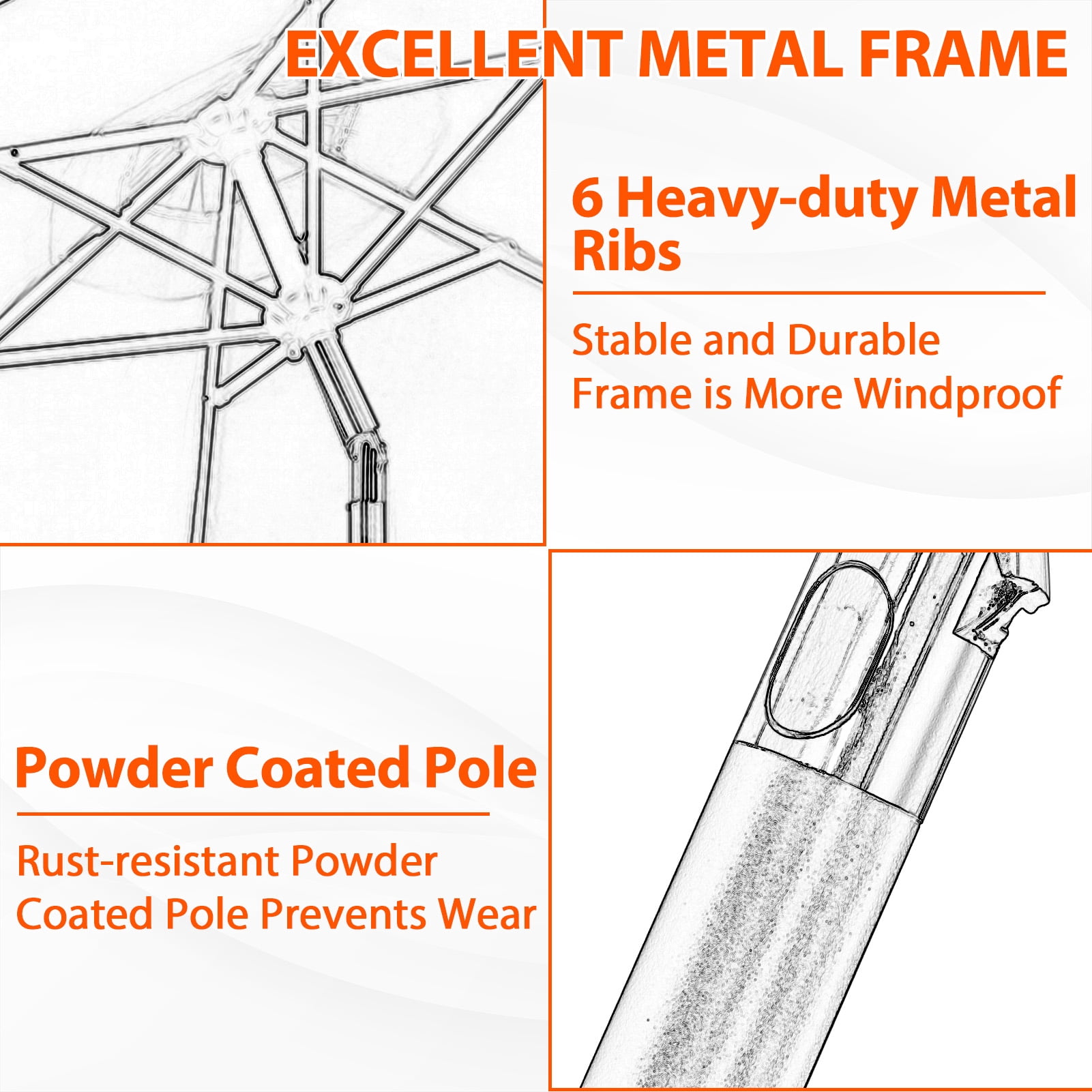 Autlaycil 6 pcs 9ft Outdoor Patio Umbrellas 5 Colors to Choose, with Tilt, Crank and Sturdy Ribs