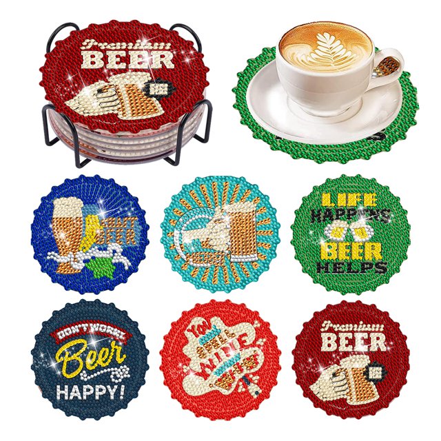 Kits Posavasos Con Pintura Diamantes 6 Piezas Acrílico Soporte Almohadillas Corcho cerveza Hugtrwg