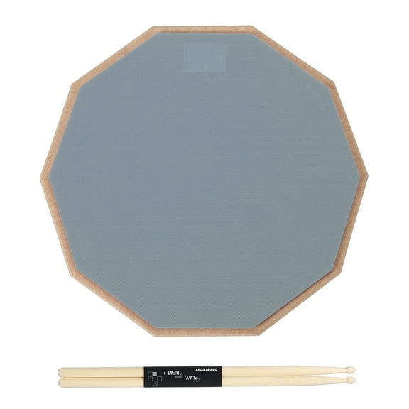 Uxcell Practice Drum Pad Set, 12 Inch Double Sided Silent Snare Drum Pad with 5A Drumsticks for Drummers, Beginners, Quiet Training (Gray)
