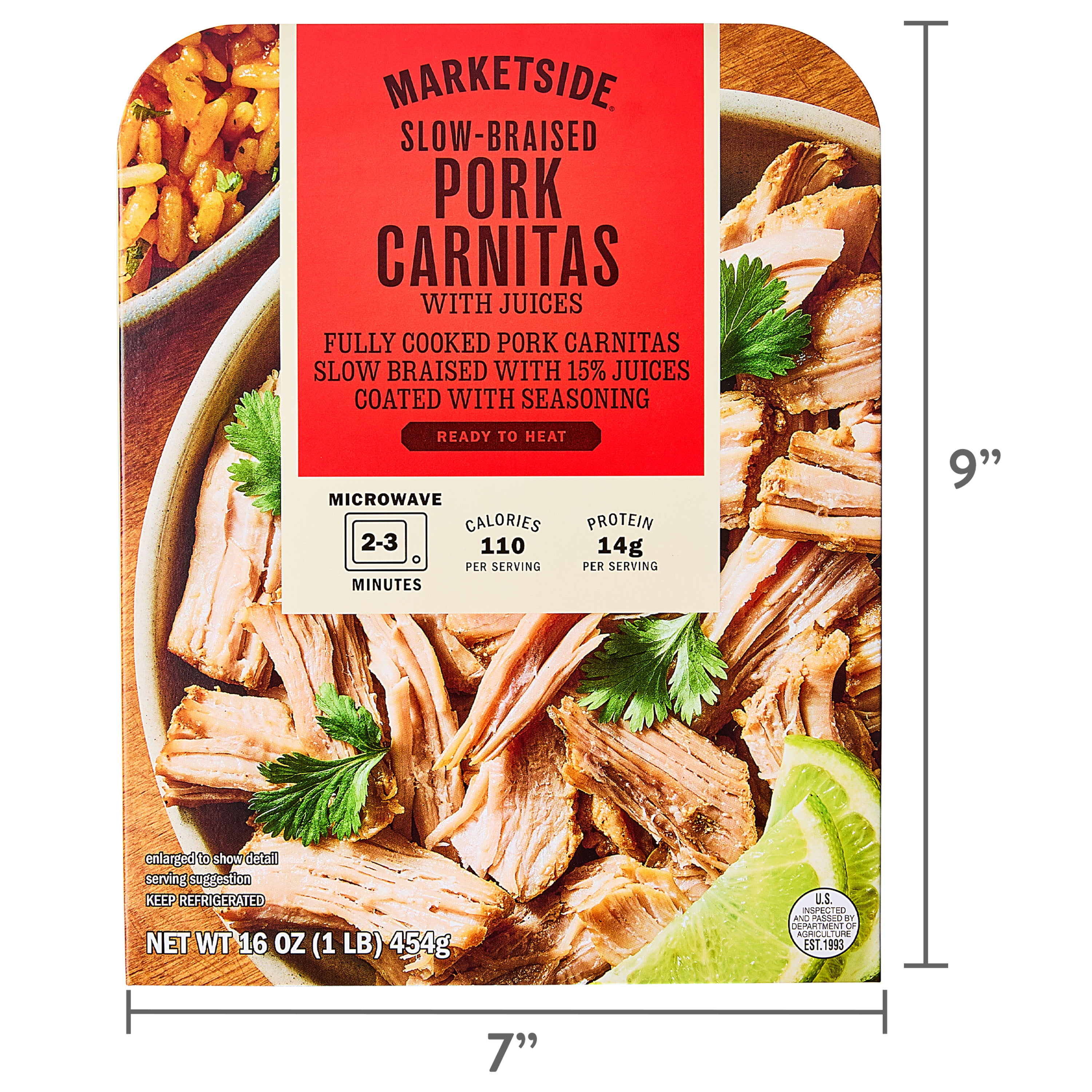 (3 pack) Marketside Ready to Heat Smoked Pork Shoulder Carnitas, 16 oz (Refrigerated)