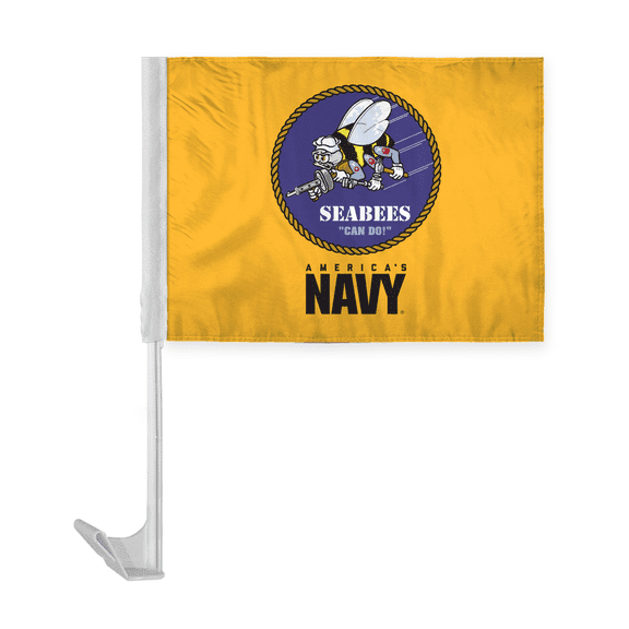 AGAS United States Navy Seabees Car Flag 12 x 16 inch with Window Mount