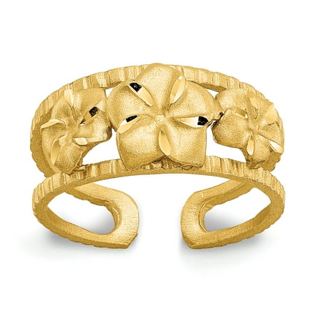 14k Yellow Gold Plumeria Toe Ring