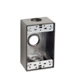 thumbnail image 1 of Sealproof 1-Gang 3 Hole 3/4-Inch Weatherproof Rectangular Horizontal Electrical Outlet Box with Three 3/4" Outlet Holes, Single Gang, UL Listed, Bronze, 1 of 3