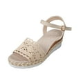 thumbnail image 2 of Under $15 Sandals Women, Xunlbb Fashion Women Casual Round Head Sandals Comfy Beach Casual Shoes(Beige,Size:36), 2 of 9