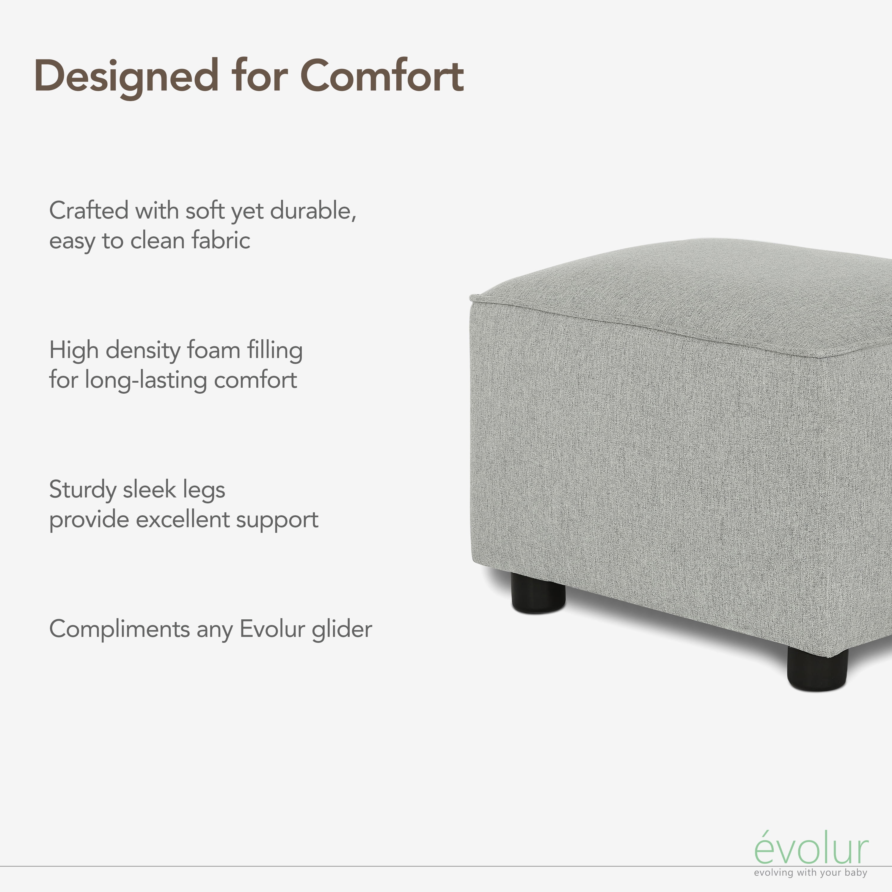 Evolur Holland Upholstered Ottoman, Modern Design In Harbor