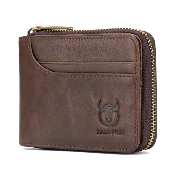 Billetera de Cuero Cartera de cuero con cremallera plegable para bolsa de viaje BULLCAPTAIN Billetera de Cuero