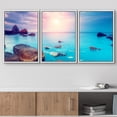 thumbnail image 2 of wall26 - 3 Piece Framed Canvas Wall Art - Fantastic Morning Blue Sea Glowing by Sunlight. Dramatic Scene - Modern Home Art Stretched and Framed Ready to Hang - 24"x36"x3 WHITE, 2 of 5
