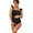 black, variant on One Piece Ruffle Maternity Swimsuit Flying Collar Moderate Coverage Bathing Suit for Women Square Neck Swimwear