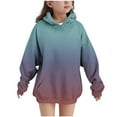 thumbnail image 2 of Girls Hoodies & Sweatshirts Casual Kid Girls Boys Hooded Sweatshirt Warm Pullover Hoodie Long Sleeve Shirts with Pockets Gradient Tops Tunic Baggy Fleece Jumper Tracksuit, 2 of 6