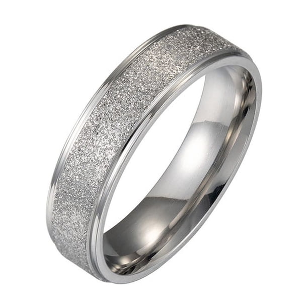 Guardurnaity Anillo de acero inoxidable, anillos brillantes personalizados, regalo de joyería, accesorio de vestir para fiesta de boda, trabajo Ropa, zapatos y accesorios Miscelánea Plata 6MM
