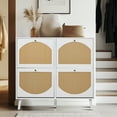 thumbnail image 2 of UBesGoo Shoe Storage Cabinet with 4 Flip Drawers, Slim Entryway Shoe Organizer with Half Round Woven Rattan Doorst, White, 2 of 11