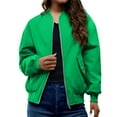 thumbnail image 1 of Comdrip Vestes pour Femmes! Veste Ample Unie avec Poches, Col Montant, Fermeture Éclair, Plissée, Rembourrée, Veste d'Automne pour Femmes, Verte, 1 of 5