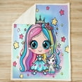 thumbnail image 2 of Cartoon Princess Bed Blanket,Rainbow Stars Flowers Watercolor Blue Purple Glitter Flannel Blanket for Room Decor,Fairy Tale Fantasy Girlish Fleece Blanket for Kids Girls,Twin 60"x80", 2 of 6