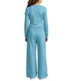 thumbnail image 6 of QTBIUQ Girls Two-Piece Fall Set Long-Sleeve Fitted Crop Top and Elastic Waist Wide-Leg Pants Casual Outfit Set, 6 of 6