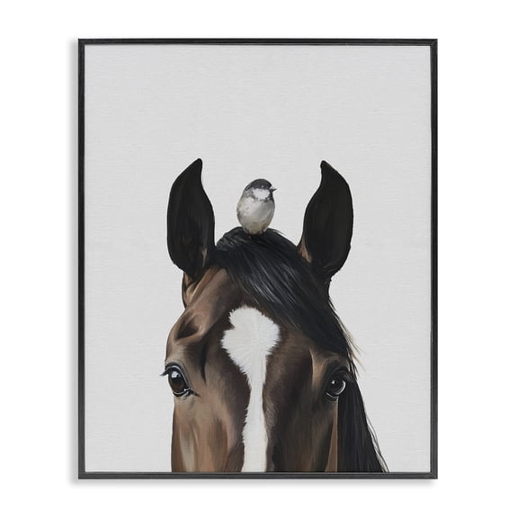 Stupell Industries Quiet Companion Horse & Bird Black Framed Giclee Art, design by Svetlana Aleynikova