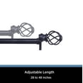 thumbnail image 3 of Kenney Fast Fit No Tools Tate Decorative Steel Tension Curtain Rod, 28-48" Adjustable Length, 5/8" Dia., Black, 3 of 7