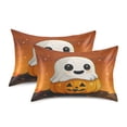 thumbnail image 2 of Dailycode Satin Pillow Case Queen Silk Pillow Cover for Hair and Skin Envelope Closure Cute Ghost on Pumpkin 20"x30", 2 of 9