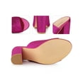 thumbnail image 2 of BLISSFUL STEP Women's Glitter Slip on Mules Chunky Heel Sandals Hot Pink 7.5, 2 of 4