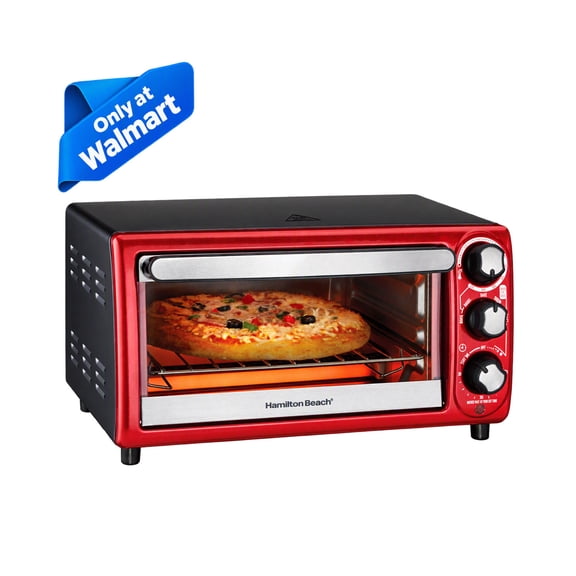 Hamilton Beach 4-Slice Countertop Toaster Oven with 5 Versatile Cooking Modes, Red