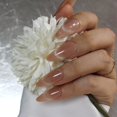 thumbnail image 3 of Press on Nails IQXGE, funda completa francesa con forma de almendra mediana, 24 unidades, 3 of 7