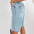 thumbnail image 5 of Fsgntruao Bermuda Denim Pants for Women High Waisted Summer Shorts Jean Shorts Stretchy Short Jeans Solid Color Straight Stretch Capri Jeans, 5 of 8