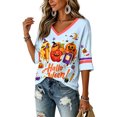 thumbnail image 5 of Women Halloween Shirt Oversized Cute Funny Plus Size 3/4 Sleeve Printed Graphic Blue XL, 5 of 5