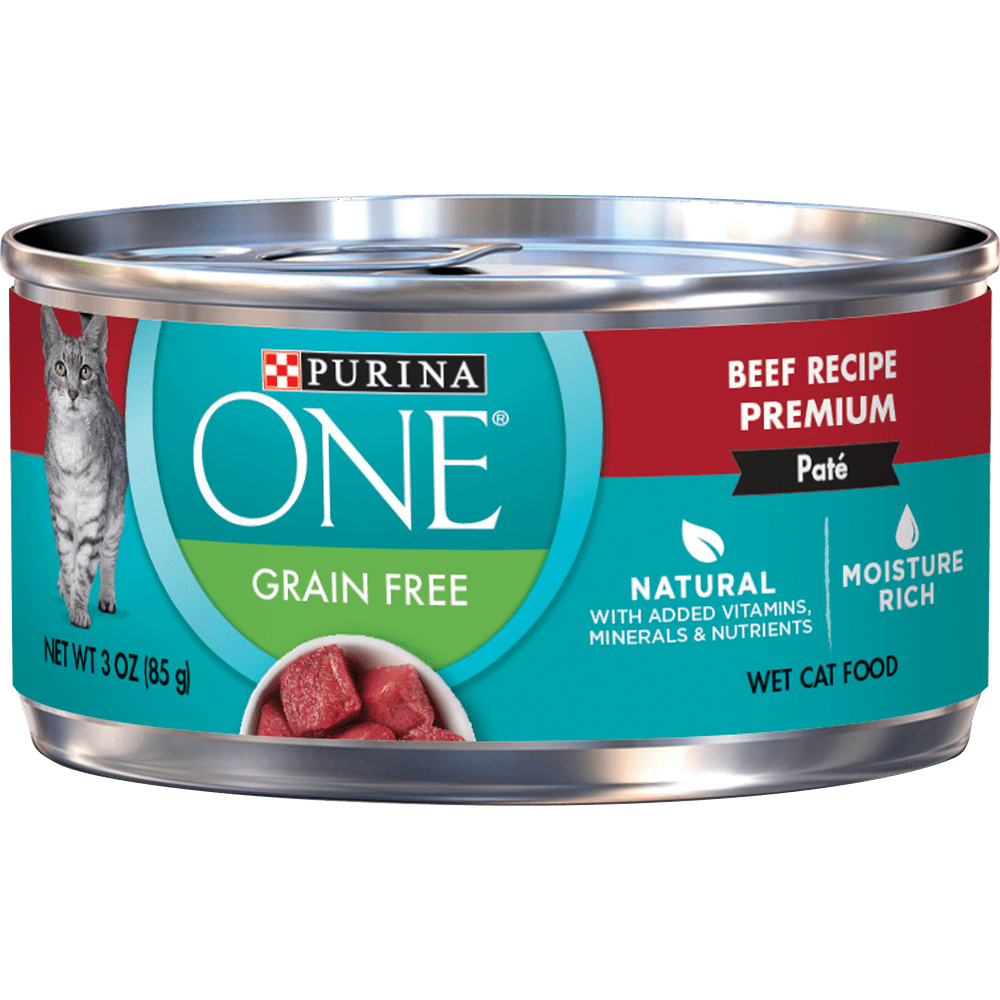 (24 Pack) Purina ONE Natural, High Protein, Grain Free Pate Wet Cat Food, Beef Recipe, 3 oz