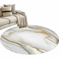 thumbnail image 2 of White Golden Marble 3.3ft Round Rug, Modern Abstract Art Marble Crack Non-Skid Rubber Backing Large Area Rugs - Living Room Bedroom Home Office, Indoor Floor Mat Carpets Washable Rug, 2 of 9