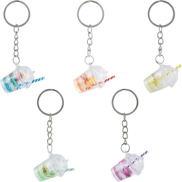 Llavero de té con leche de 5 colores, luminoso, que brilla en la oscuridad, con forma de taza de fruta, bonitos llaveros, llaveros de bebidas kawaii, dijes de té.