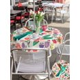 thumbnail image 5 of Outdoor Tablecloth with Umbrella Hole for Patio/Picnic/Party/Camping, Turquoise Birds Waterproof Table Cloth Round Cover Washable, Country Cartoon Colorful Flowers Herbs (Dia 60"), 5 of 8