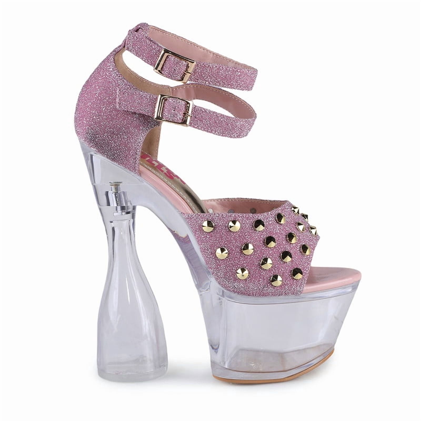 Women's Shimmer Studded Vamp Clear Platform Evening Dress Sandals