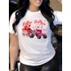 thumbnail image 1 of Camiseta con estampado de camión "San Valentín" - Cuello redondo informal, manga corta para mujer, transpirable, 100 % algodón, lavable a máquina. Para adultos, hombres, mujeres, adolescentes, jóvenes, 1 of 9