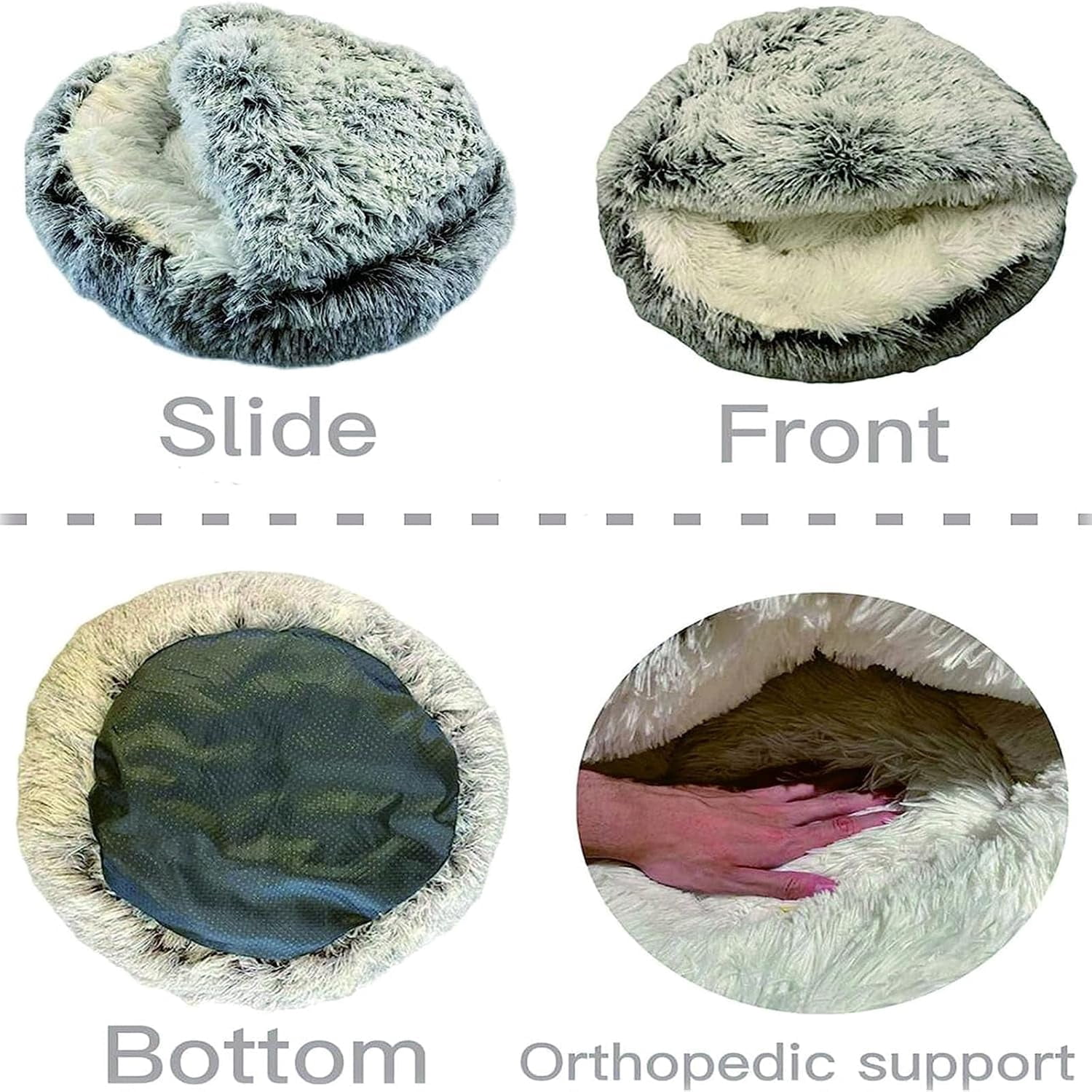 Cozy Cocoon Dogs Bed, Cocoon Dog Bed with Cover Cave, Comfy Cocoon Pet Beds, Plush Dogs Beding Cave for Small Medium Large for Dogs/Cats,Washable Cat Bed,Non-Slip Bottom
