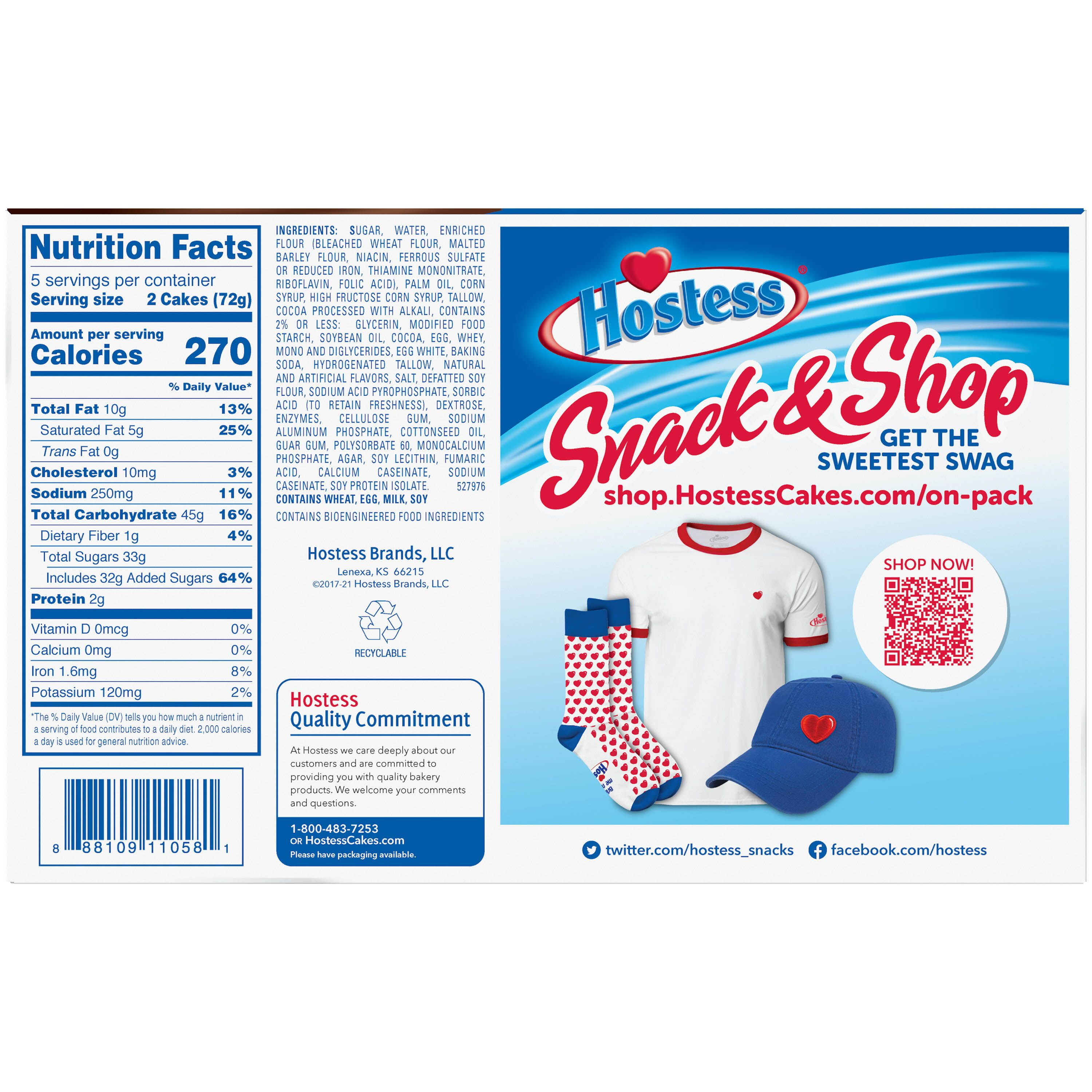 (60 Pack) Hostess Devil's Food Zingers, Chocolate Snack Cakes, 1 Count Bags