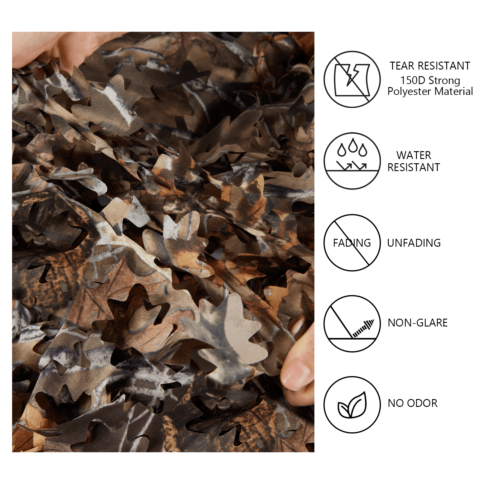 BASSDASH Camo Netting Camouflage Mesh Water Resistant for Hunting Blind Party Decoration Sunshade Shooting Tree Stand Cover