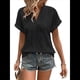 thumbnail image 3 of Tops de Verano para Mujer, Camisa Informal con Cuello en V y Mangas , Camiseta de Tirantes Ligera con Textura de Crochet Negro XXL, 3 of 9