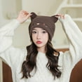 thumbnail image 4 of Lilgiuy Unisex Warm Knitting Breathable Cat Ears Windproof Baggy Stretch Crochet Winter Soft Beanie Caps Wrap Outdoor Hat Coffee, Winter Fashion 2022, 4 of 4