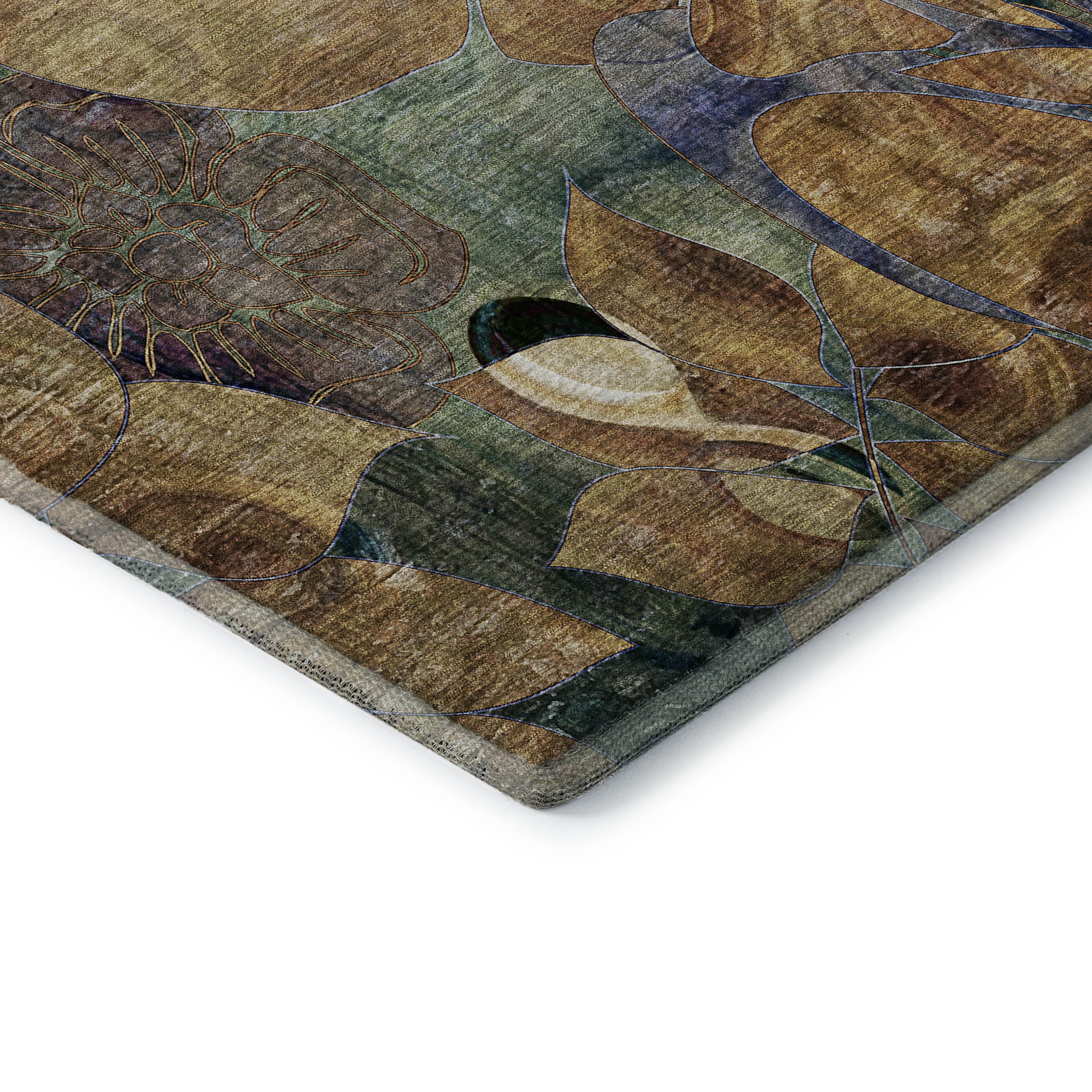 Addison Rugs Mayfield Washable Transitional Floral Beige Round Rug, 8' x 8'