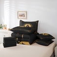 thumbnail image 5 of Manfei Initial A Letter Bedding Comforter Set 7-Piece, Black Gold Aztec Geometric King Bedding Sets, Vintage Western Style Reversible Bed Sheets, Lightweight Room Decor, 5 of 7