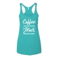 thumbnail image 2 of Wild Bobby Coffee Gets Me Started Jesus Keeps Me Going Inspirational/Christian Women Tri-Blend Racerback Tank Top, Tahiti Blue, X-Large, 2 of 5