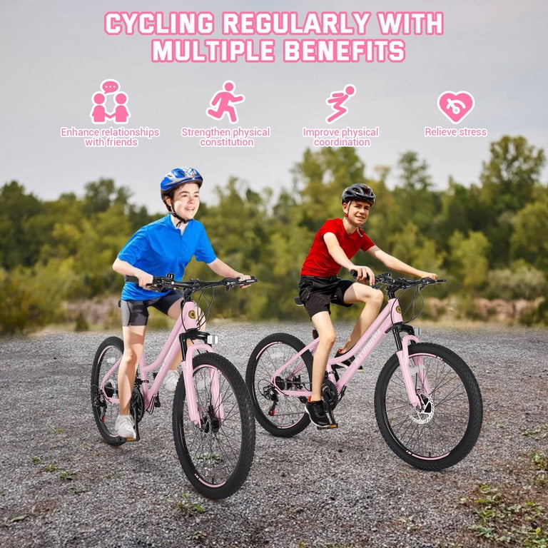 CASEMIOL Womens Mountain Bike 24 Inch with Dual Disc Brakes 