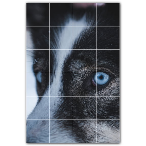 Picture-Tiles.com: Wolf Ceramic Tile Wall Mural WAL501245-46L. 32"W x 48"H using (24) 8" x 8" Ceramic Tiles-Satin Finish