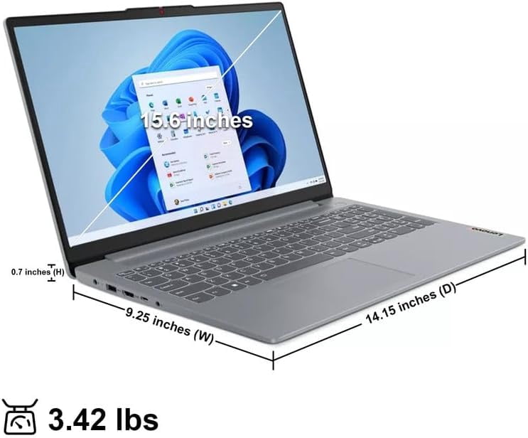 Lenovo IdeaPad Slim 3i Laptop, 15.6" FHD Student Laptops, Intel Core i3-N305, 8GB LPDDR5 RAM, 256GB SSD, Intel UHD Graphics, Webcam, Wi-Fi 6, Bluetooth 5, Windows 11 Home, Arctic Grey